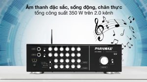 Amply Paramax AX-850 350W tái tạo chất âm chân thực, sống động, đặc sắc với công suất 350W và 2.0 kênh